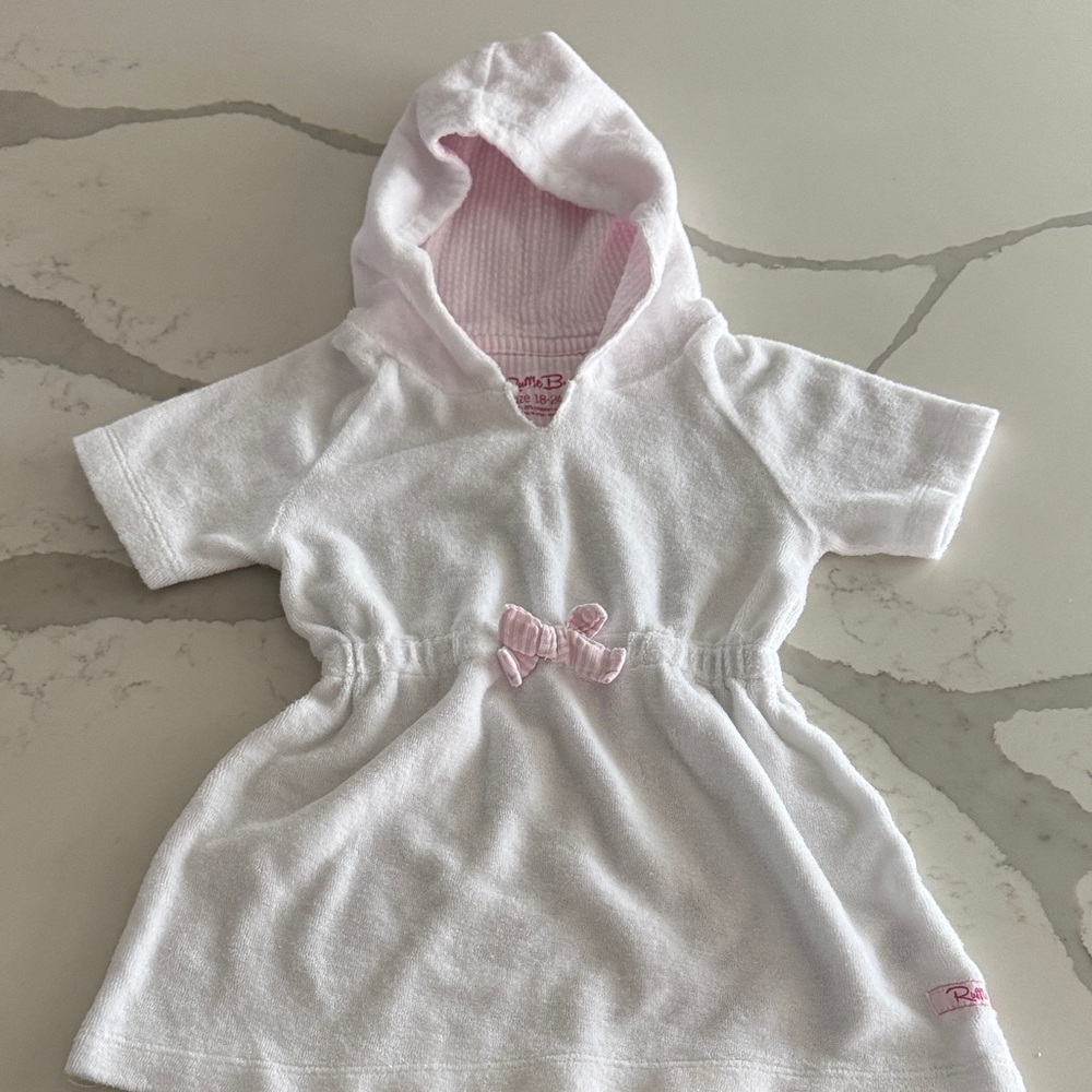 Ruffle Butts White cover up hooded dress